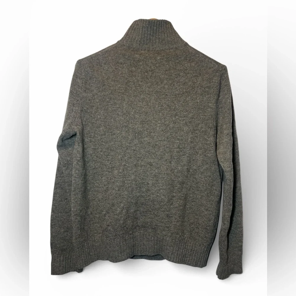 J. Crew Men's 1/4 Zip Up Mock Neck 100%‎ Lambswool Sweater Heather Mink Brown S